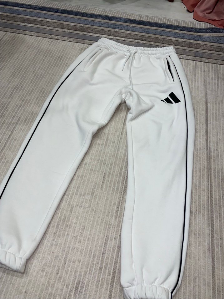 Beyaz erkek Adidas baggy 3 iplik eşortman altı - Görsel 2