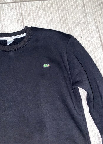 Erkek Lacoste Siyah Rahat Kesim 3 iplik Sweatshirt - Görsel 2