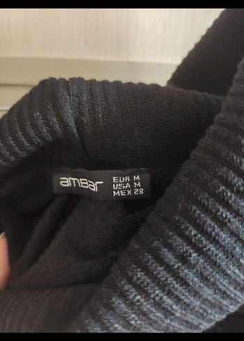 Siyah V Yaka Fitilli Triko Kadın Kazak - Görsel 2