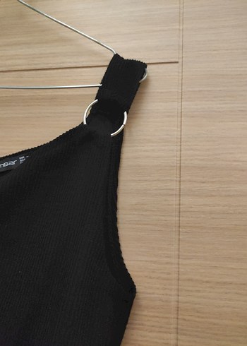 Tek Omuzlu Siyah Midi Elbise - Görsel 2