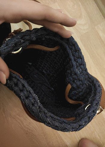 Gri Örgü Bohem Kadın Çanta - Görsel 3