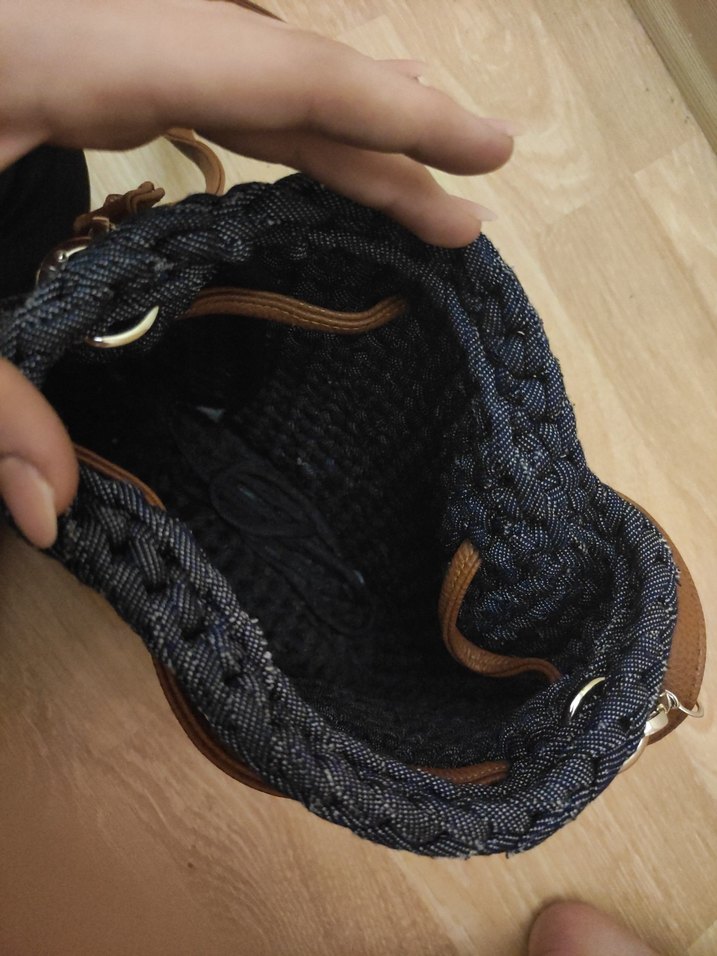 Gri Örgü Bohem Kadın Çanta - Görsel 3