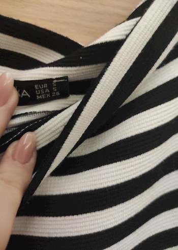 Çizgili V Yaka Hamile Bluzu - Görsel 3