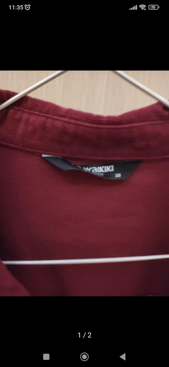 Bordo Uzun Kollu Düğmeli Kadın Gömlek elbise - Görsel 2