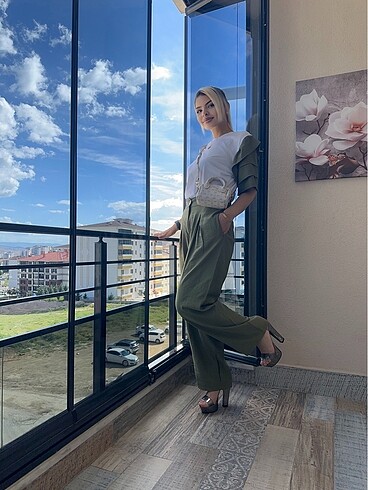 s Beden yeşil Renk KETEN TAKIM