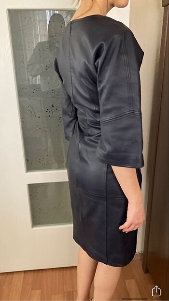 xs Beden lacivert Renk Massimo Dutti xs gerçek deri elbise