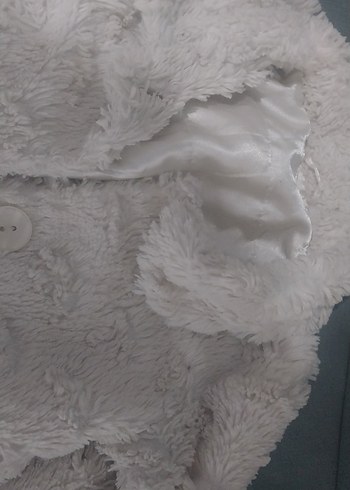 Kadın Beyaz Uzun Peluş Kaban - Görsel 4