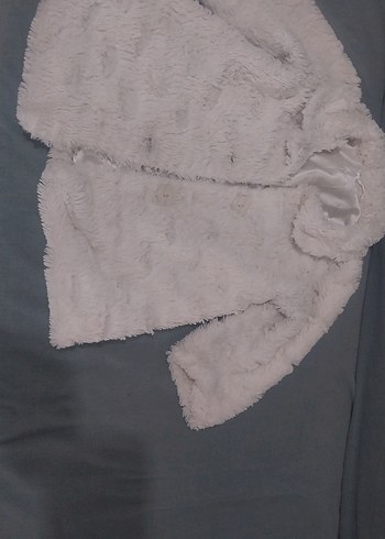 Kadın Beyaz Uzun Peluş Kaban - Görsel 2