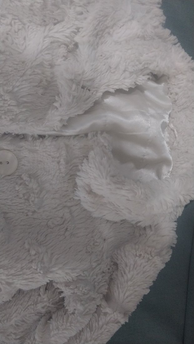 Kadın Beyaz Uzun Peluş Kaban - Görsel 4