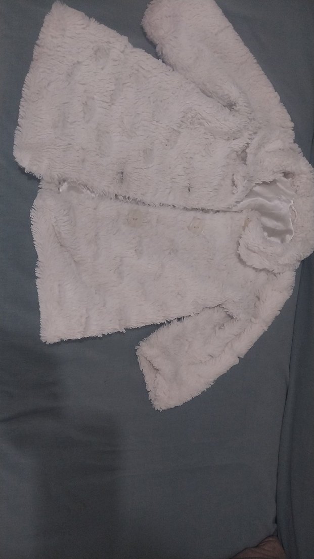 Kadın Beyaz Uzun Peluş Kaban - Görsel 2