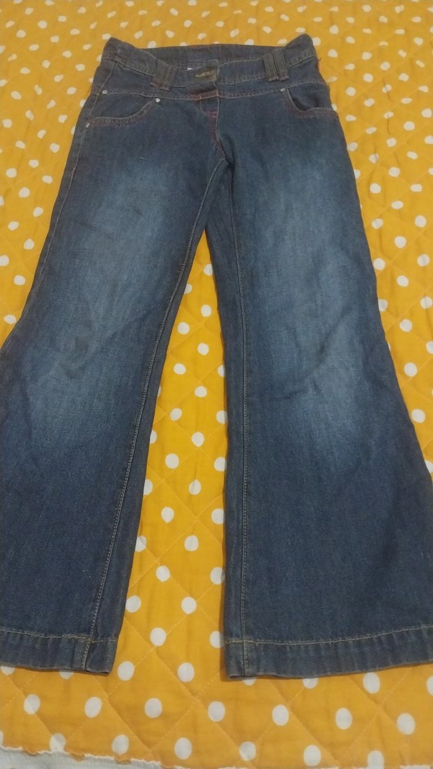 Nakışlı Düğmeli Kız Kot Pantolon - Görsel 3