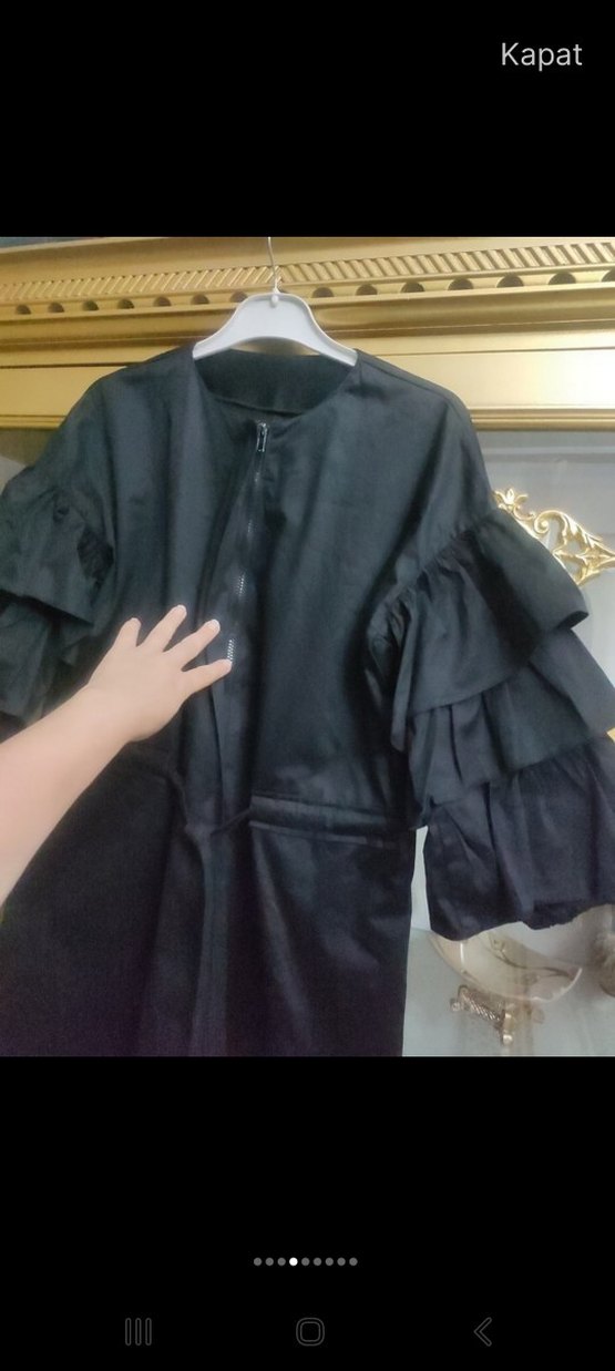 Siyah Kadın Mini Street Wear Robe - Görsel 4