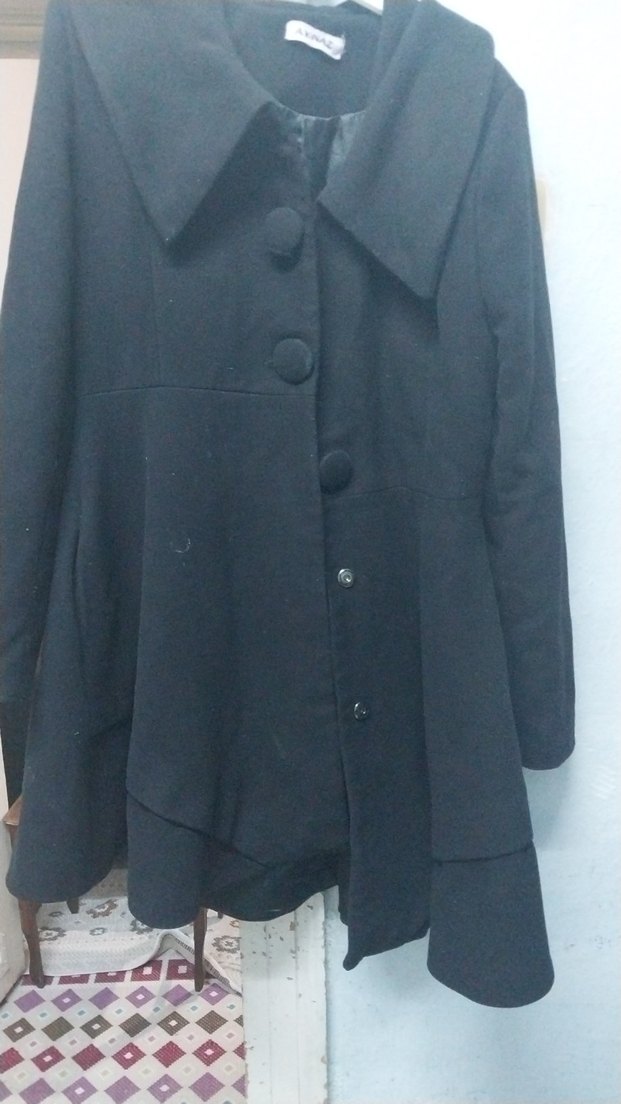 Düğmeli Siyah Midi Hamile Kaban - Görsel 2