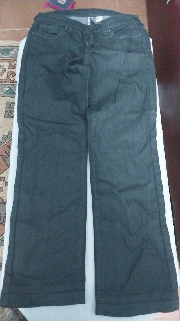 Gri Kemerli Kadın Düz Kesim Kot Pantolon - Görsel 3