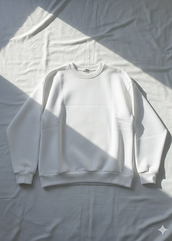 Beyaz Kadın Sweatshirt Uzun Kollu