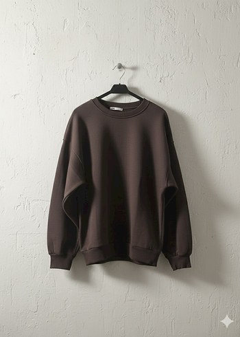 Kahverengi Oversize Kadın Sweatshirt