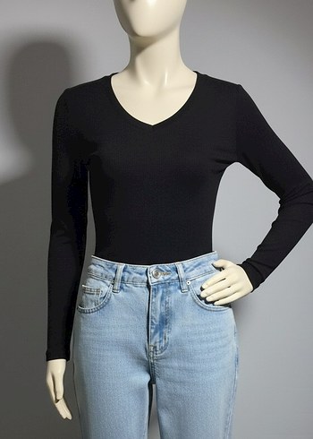 Oysho Model Siyah V Yaka Uzun Kollu Basic Bluz