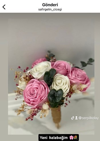 Pembe Dantel Bohem Gelin Buketi