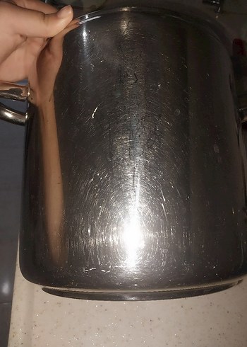 Parlak Gri Çelik 7 litre Düdüklü tencere