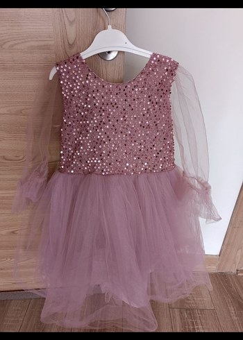 Pembe Payetli Kız Çocuk Abiye Elbise - Görsel 2