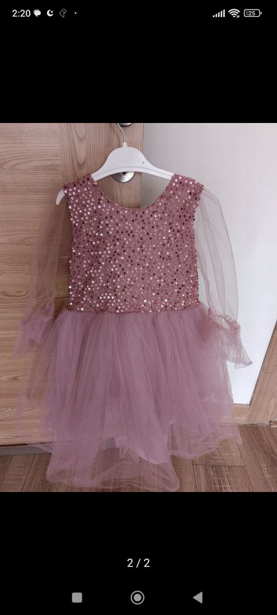 Pembe Payetli Kız Çocuk Abiye Elbise - Görsel 2