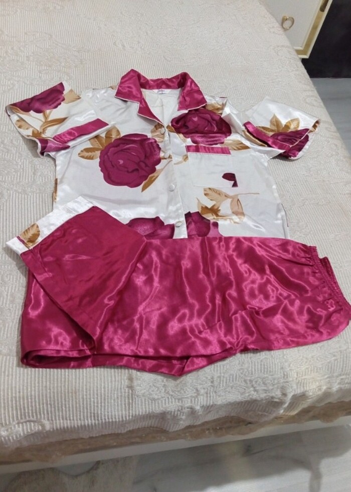 Saten gecelik ikili takım  - Görsel 3