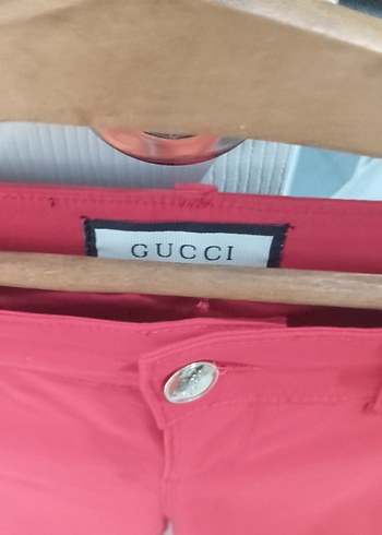 Düğmeli Kadın Kırmızı Kumaş Pantolon - Görsel 6