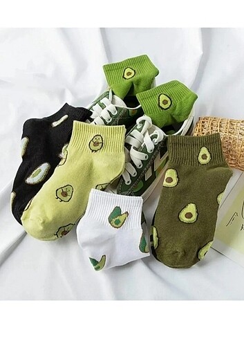 36 Beden Medi store 5'li unisex avakado desenli çorap
