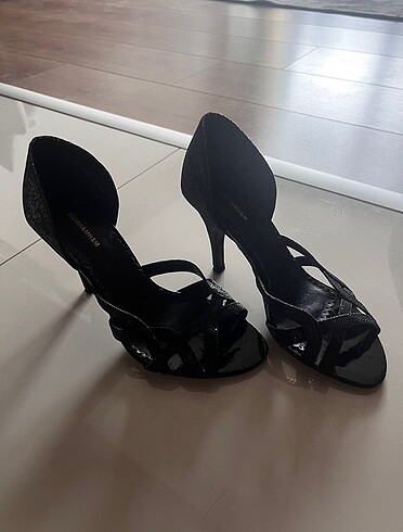 Simli abiye ayakkabı siyah