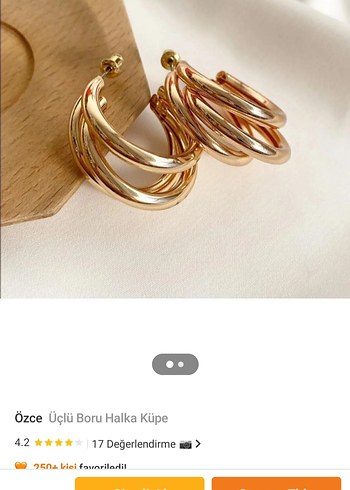 Altın Renk Mini üçlü boru Halka Küpe - Görsel 2