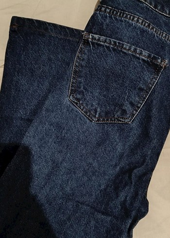 Düğmeli Lacivert Kadın Denim Pantolon - Görsel 2