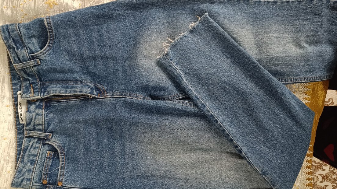 Düğmeli Mavi Kadın Denim Jean - Görsel 2