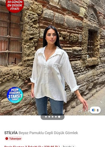 WeShaya Beyaz Pamuklu Cepli Düşük Gömlek - Görsel 2