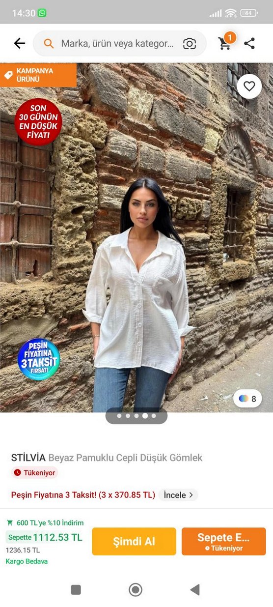 WeShaya Beyaz Pamuklu Cepli Düşük Gömlek - Görsel 3