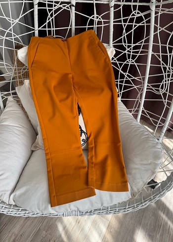 Sarı Midi Kadın Kumaş Pantolon - Görsel 4