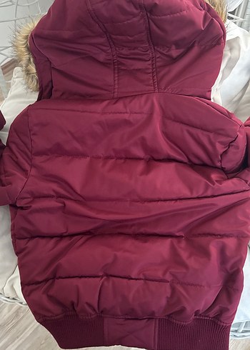 Bordo Kürklü Kadın Kışlık Mont - Görsel 5