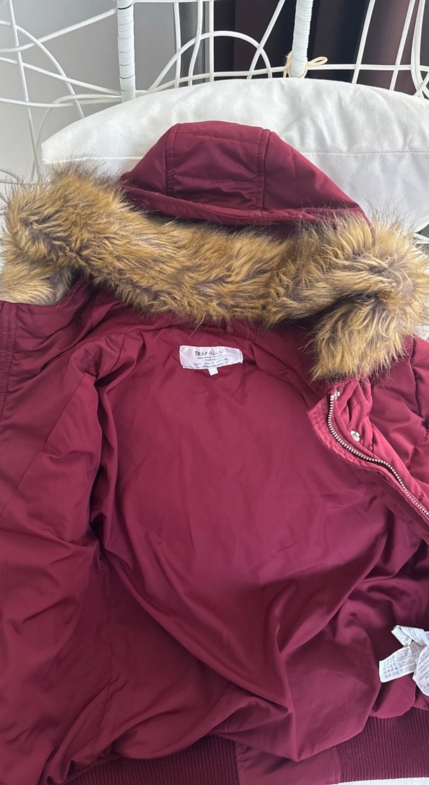 Bordo Kürklü Kadın Kışlık Mont - Görsel 2