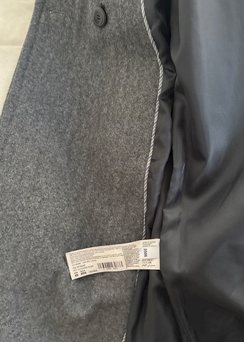 Gri Düğmeli Yün Kadın Kaban - Görsel 5