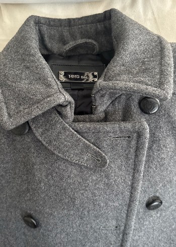 Gri Düğmeli Yün Kadın Kaban - Görsel 6