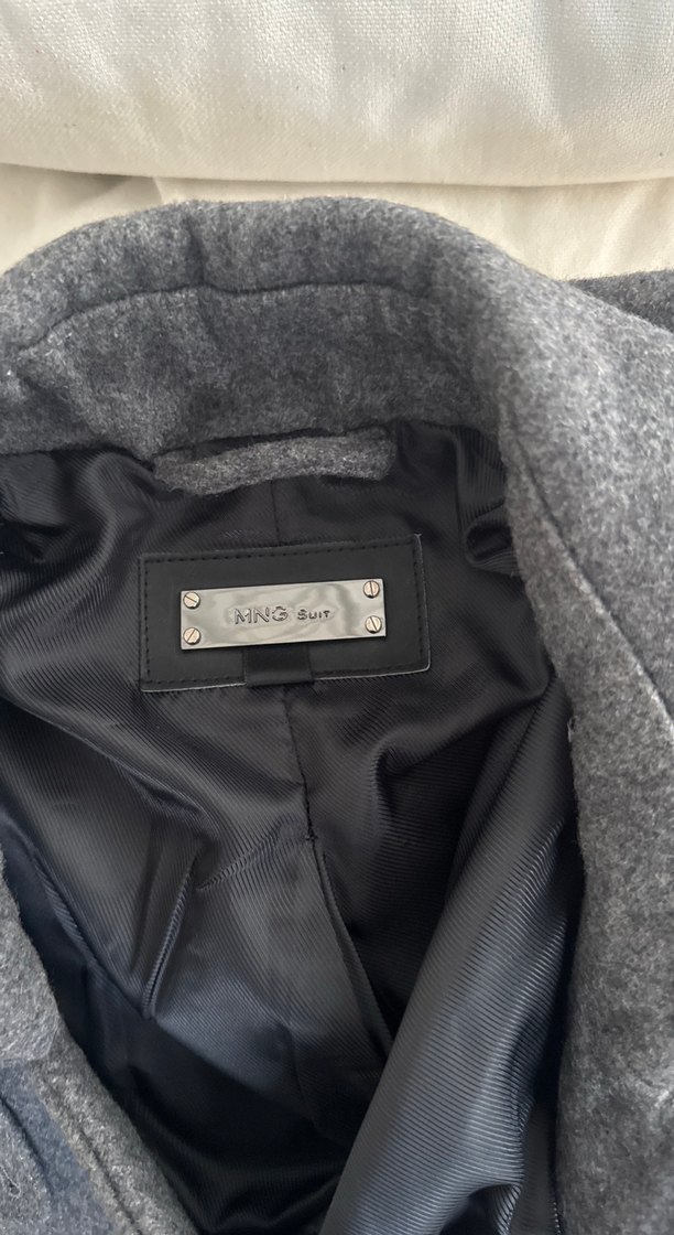 Gri Düğmeli Yün Kadın Kaban - Görsel 3