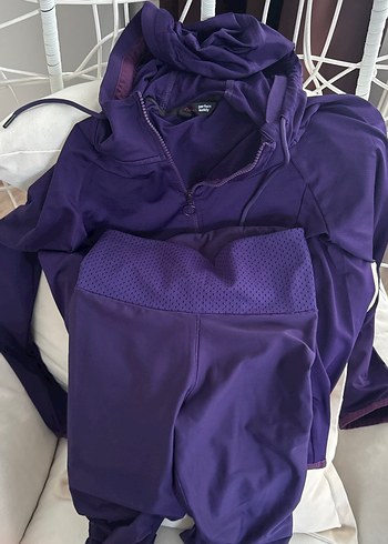 Mor Fermuarlı Kadın Tayt Takımı - Görsel 4