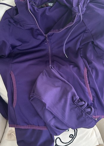 Mor Fermuarlı Kadın Tayt Takımı - Görsel 3