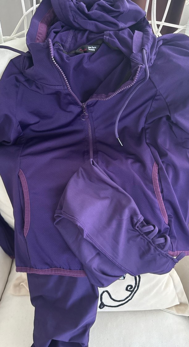 Mor Fermuarlı Kadın Tayt Takımı - Görsel 3