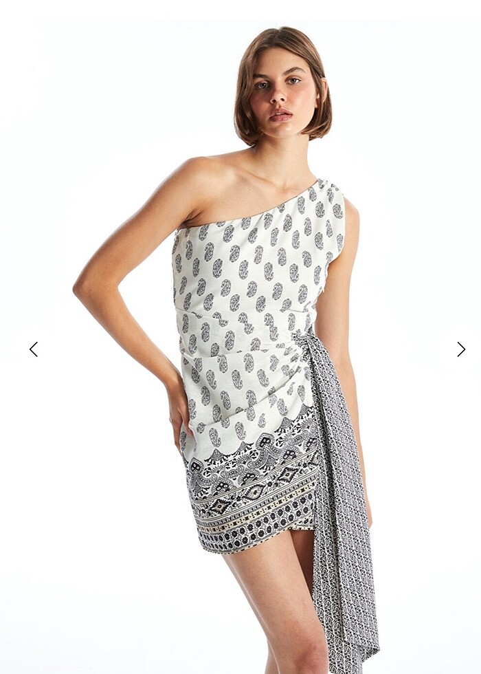 Tek omuz önden bağlamalı elbise - Görsel 2