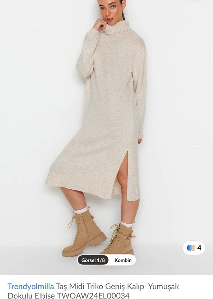 Midi triko elbise - Görsel 3