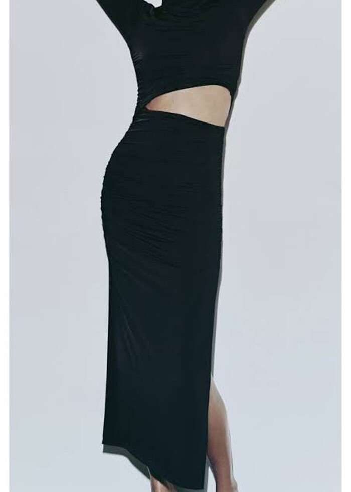 Zara lacivert elbise yanı yırtmaçlı - Görsel 2