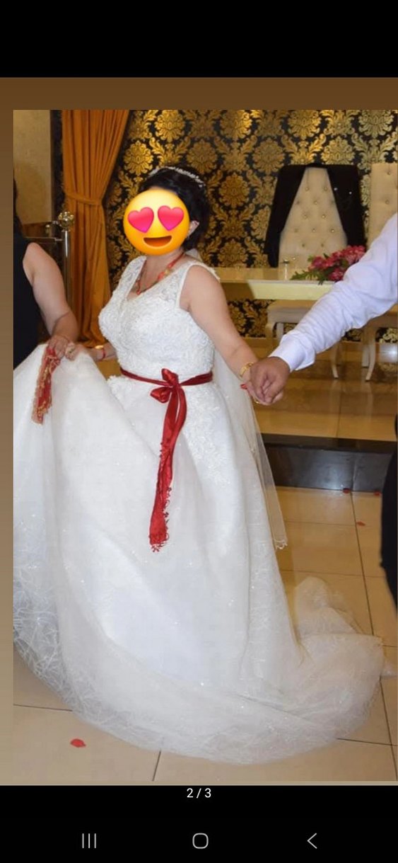 Askılı Beyaz A Kesim Uzun Gelinlik - Görsel 2