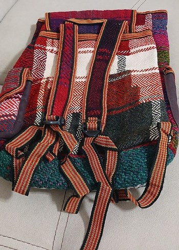 Renkli Desenli Yün Kadın Sırt Çantası - Görsel 3