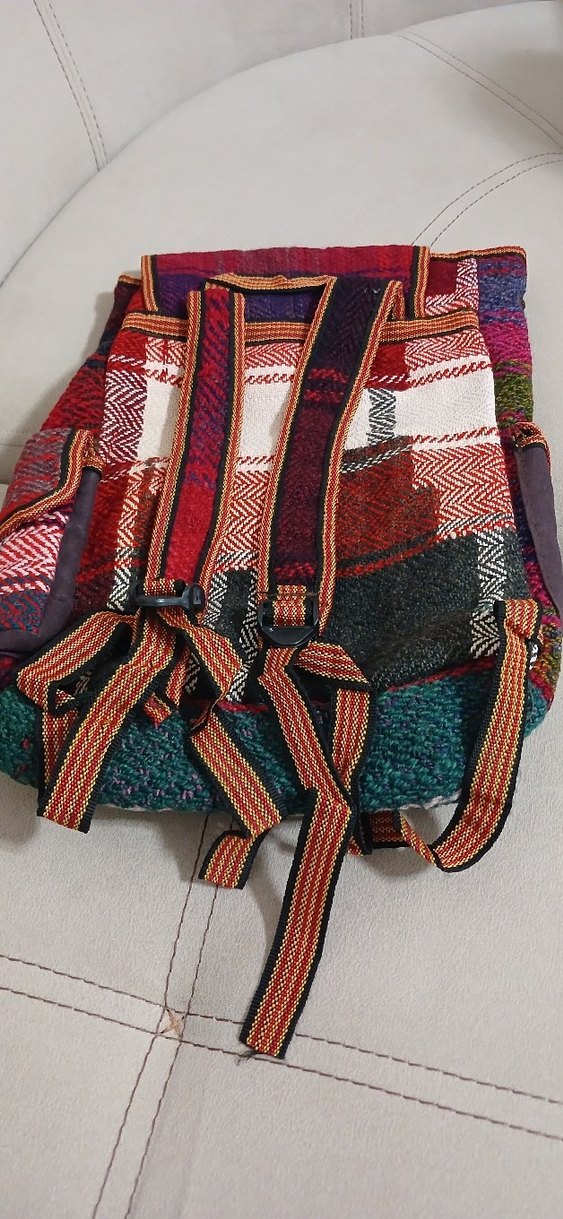 Renkli Desenli Yün Kadın Sırt Çantası - Görsel 3