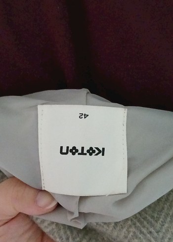 Gri Midi Kadın Düğmeli Kaban - Görsel 6